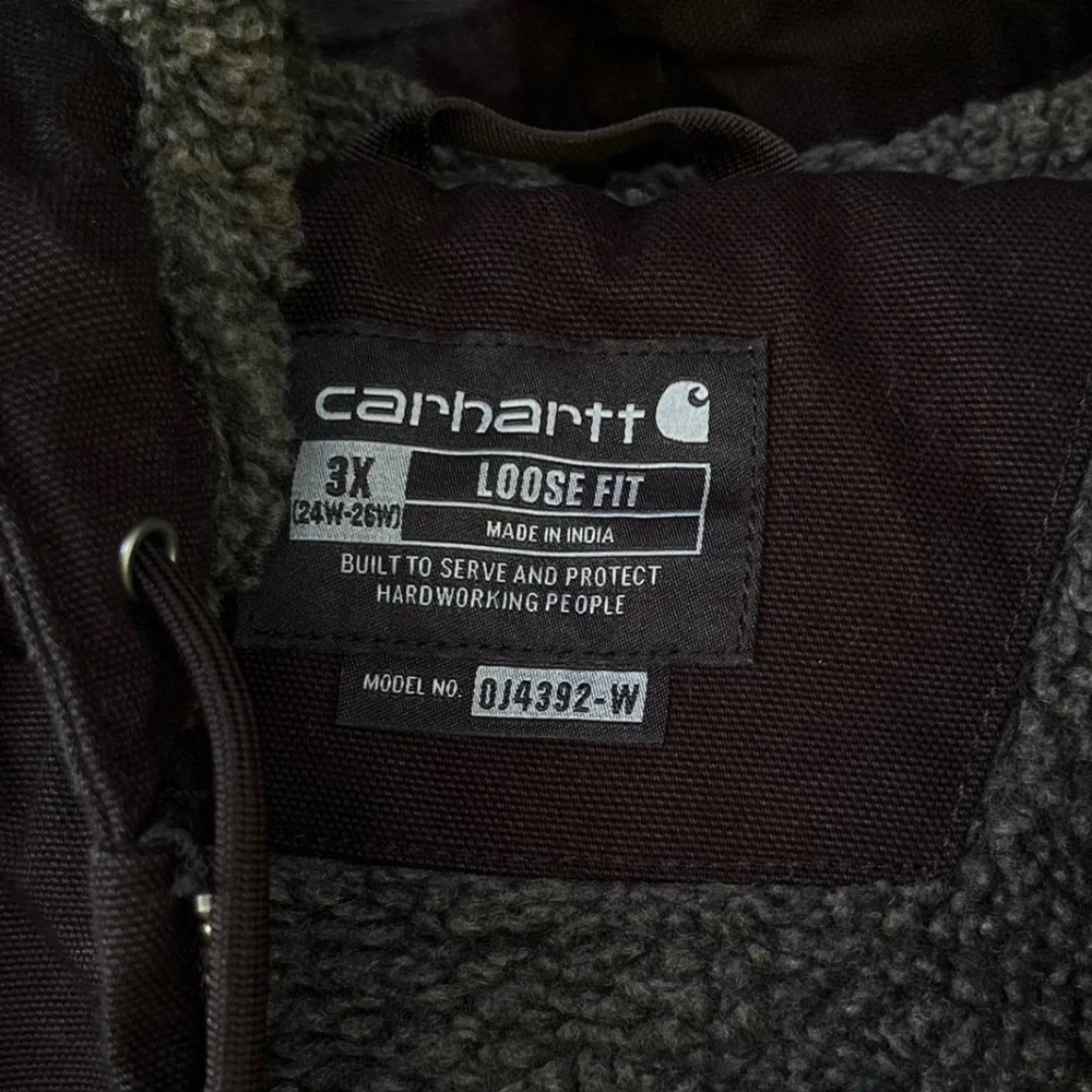 Carhartt Mens 3X Black Sherpa Lined Jacket‎ Loose Fit Heavyweight Work Utility